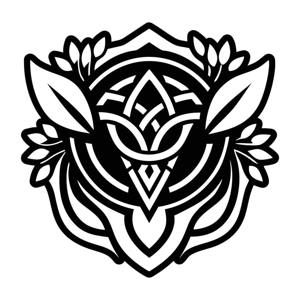 A celtic emblem with a leaf and a flower vector