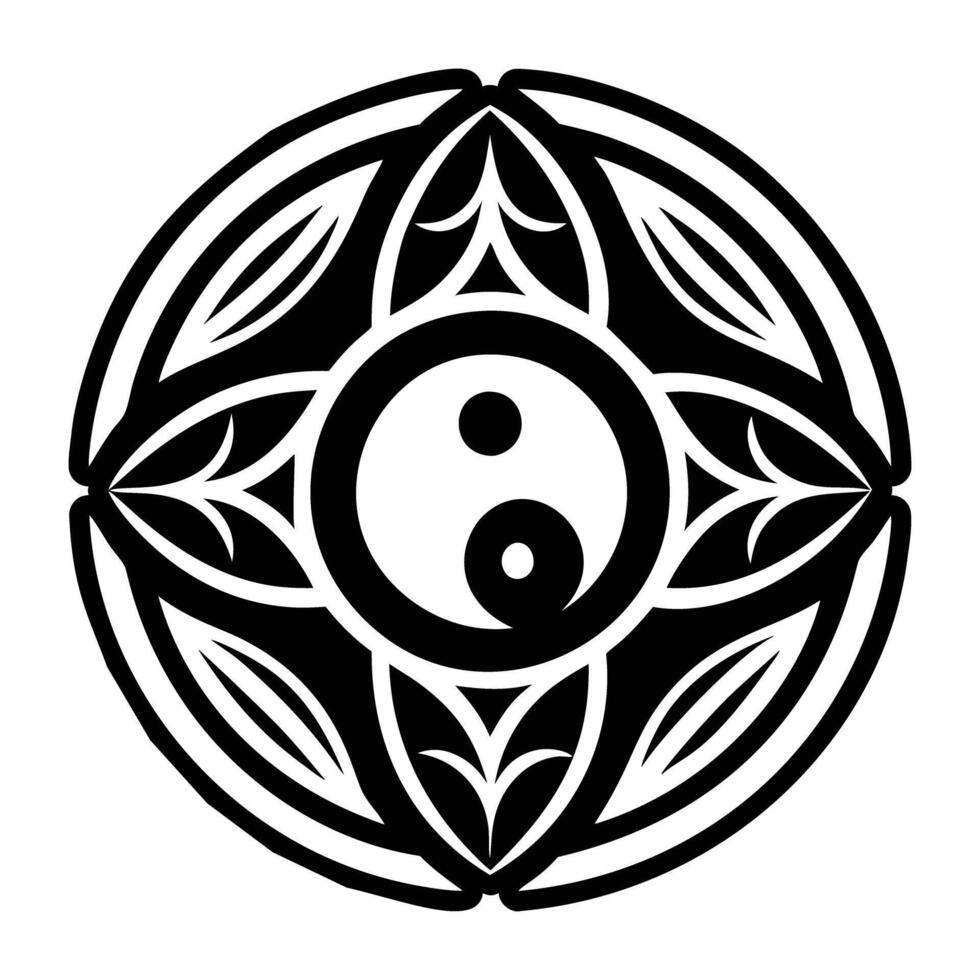 Yin yang symbol tattoo design illustration vector