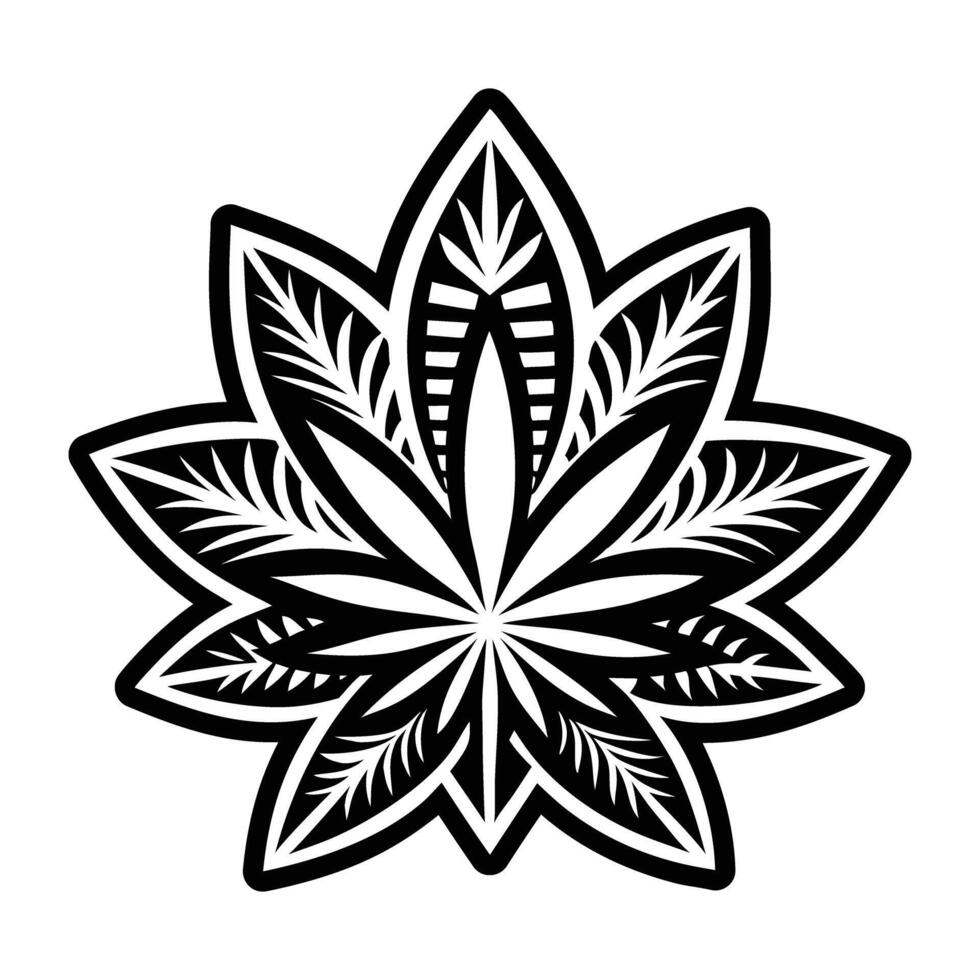 A black and white marijuana leaf logo vector