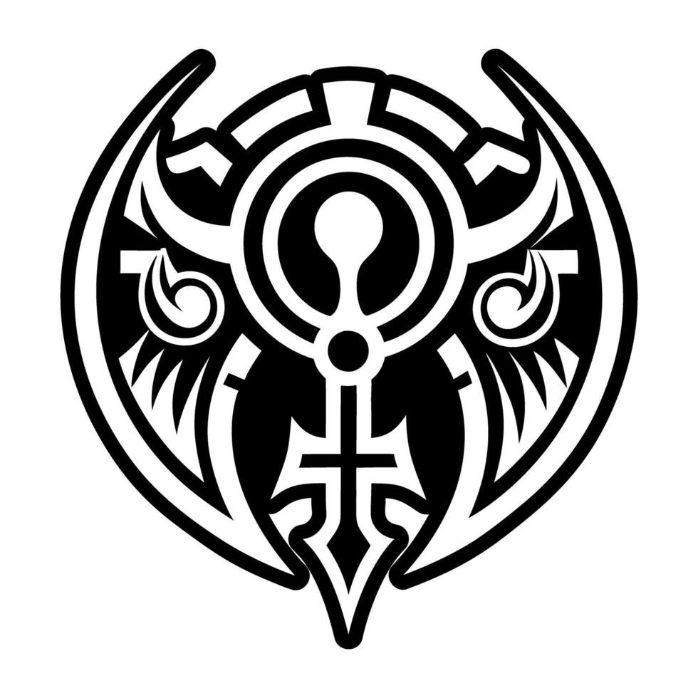 A solid style icon of labrys tattoo vector