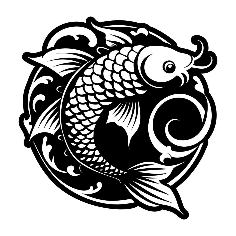 A glyph style icon of koi fish tattoo vector