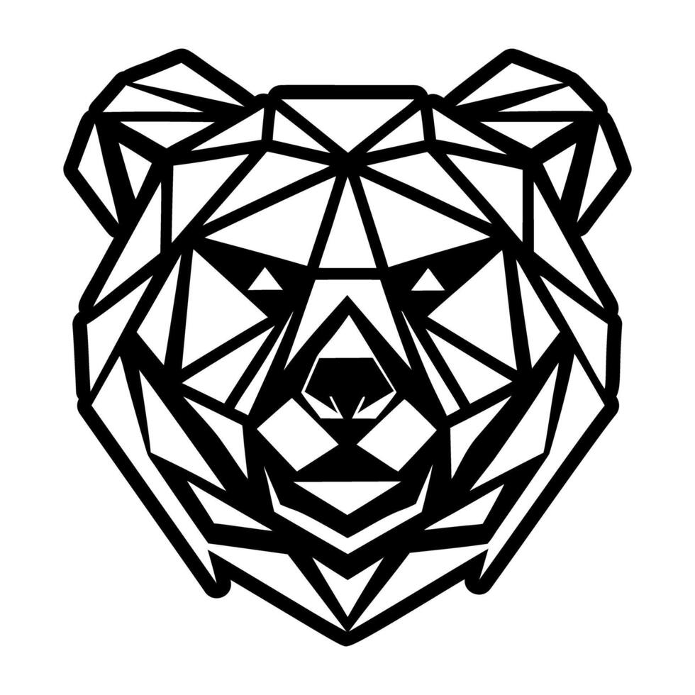 A black and white bear head with geometric shapes vector