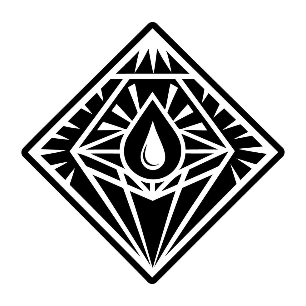 A black and white logo with a diamond shape vector