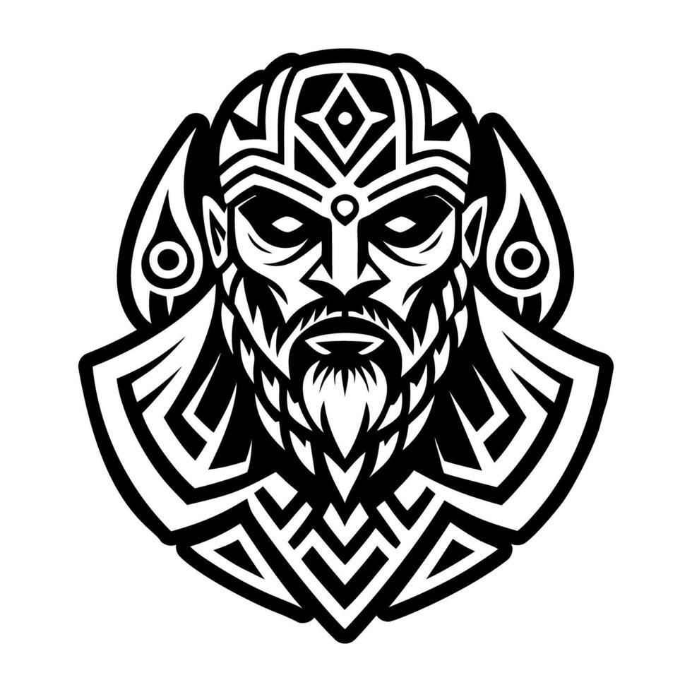 The viking warrior is depicted in a tribal style vector