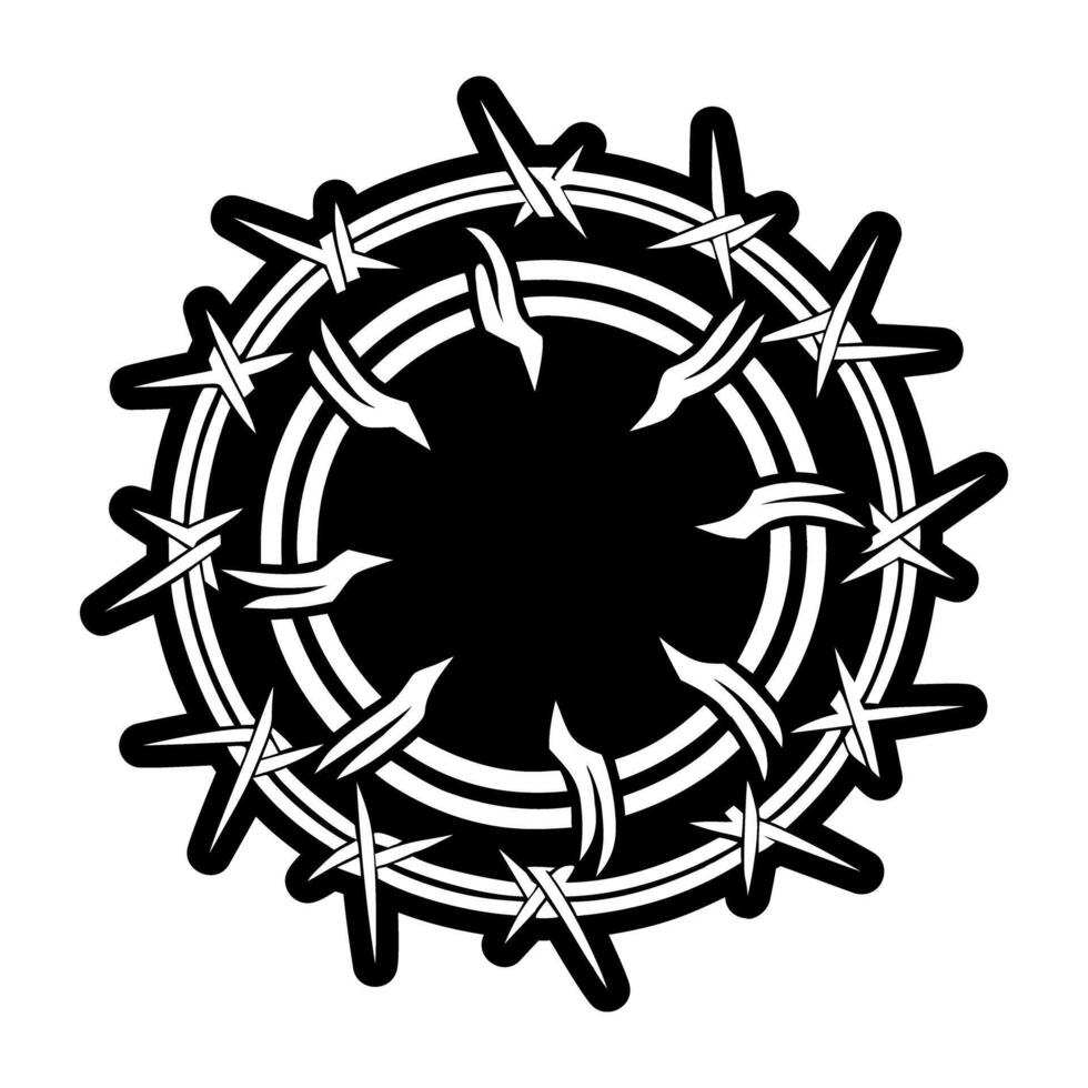 A black and white image of a crown of thorns vector