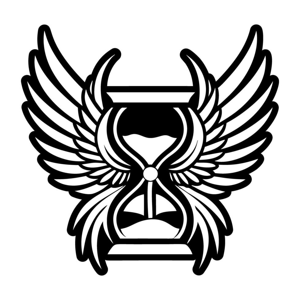 An hourglass with wings on it vector