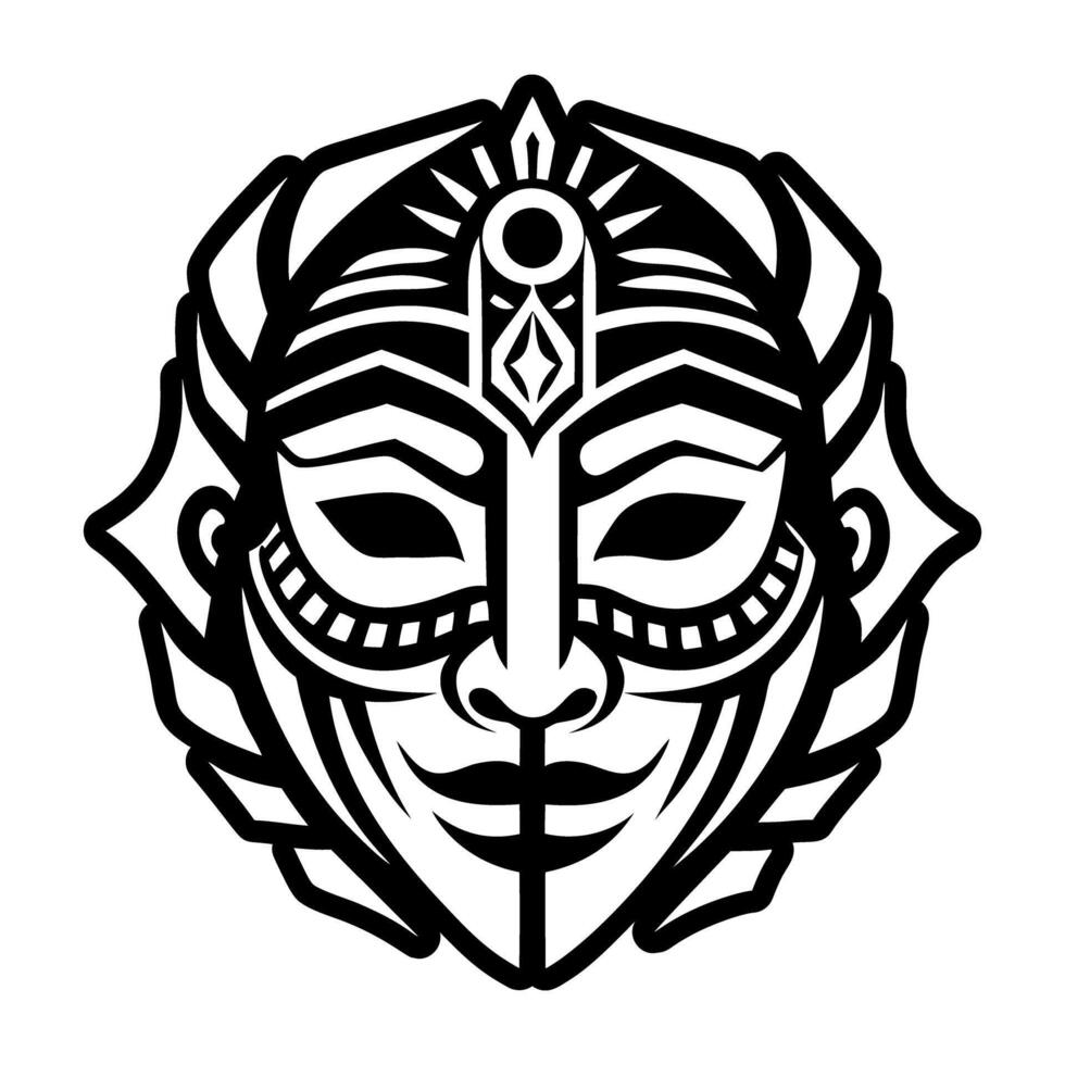 A filled style icon of russian mask tattoo vector