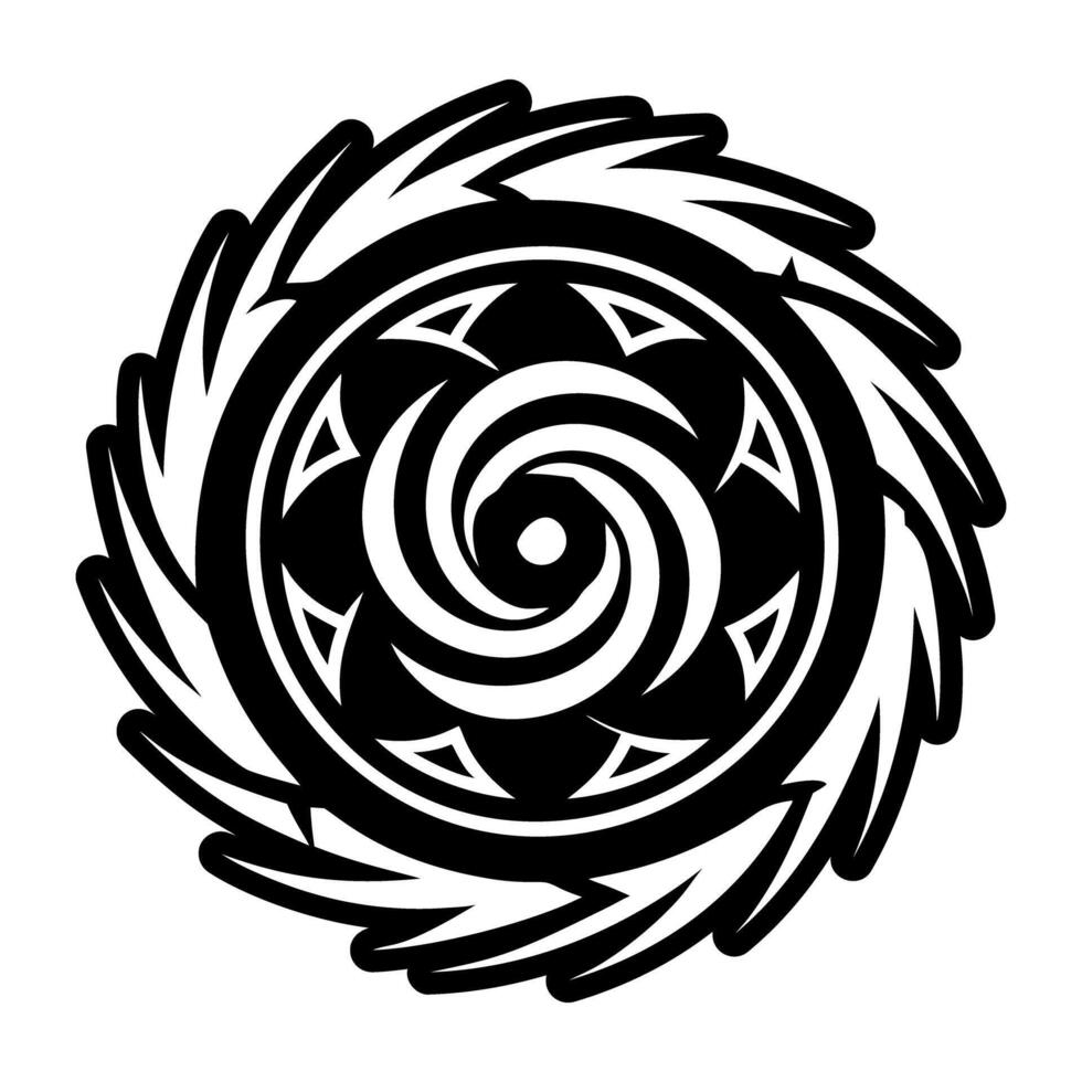 A black and white logo of a spiral vector