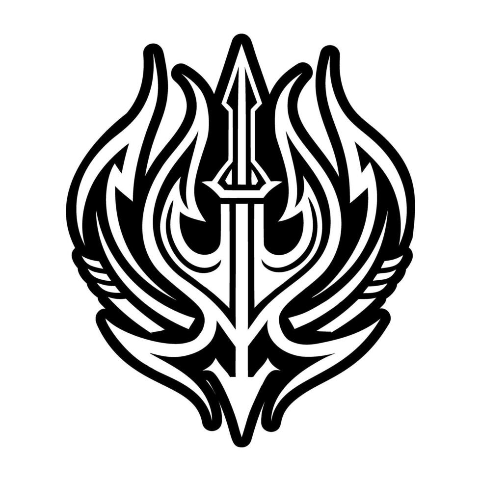 A tribal tattoo design with a sword and a shield vector