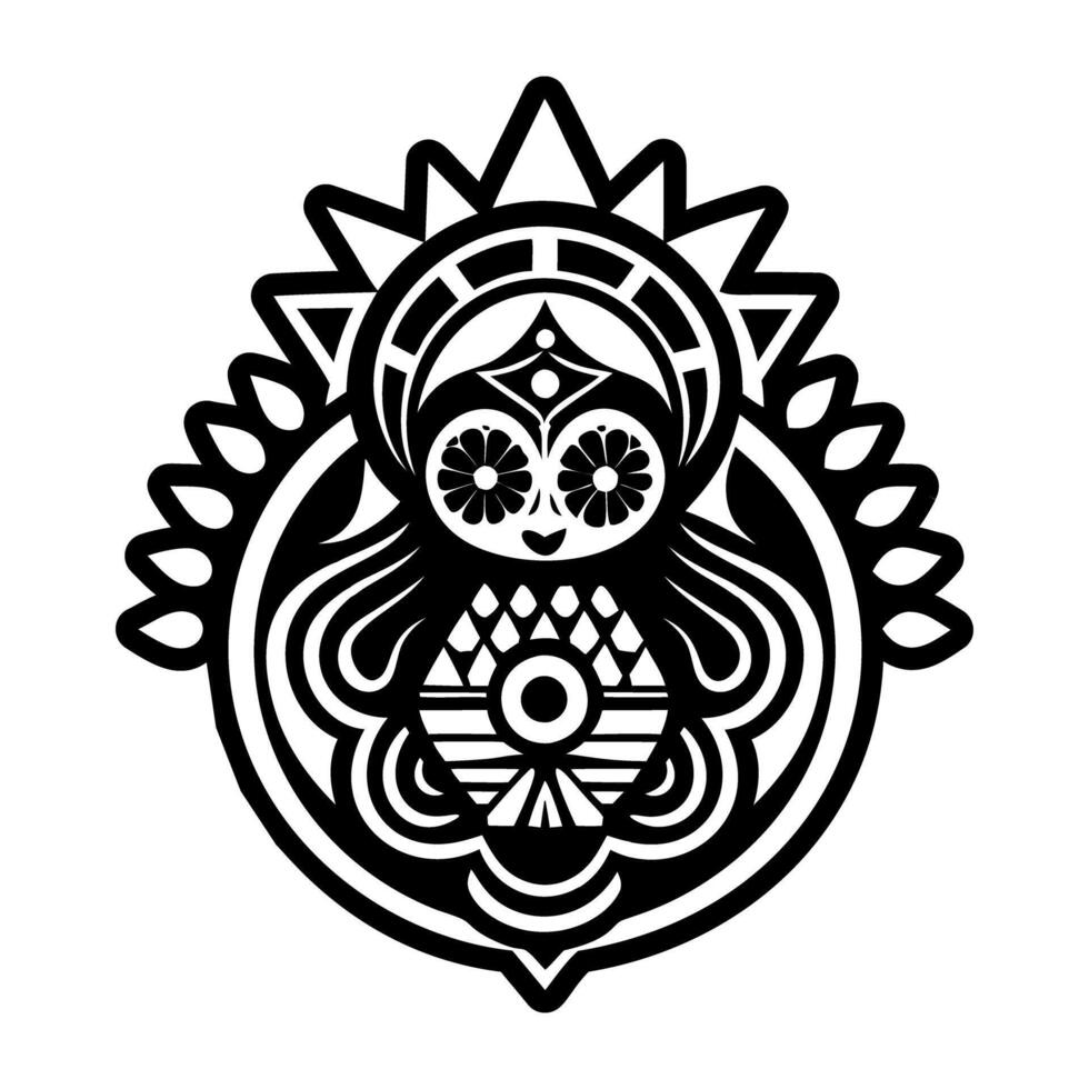 An owl with a tribal design on it vector
