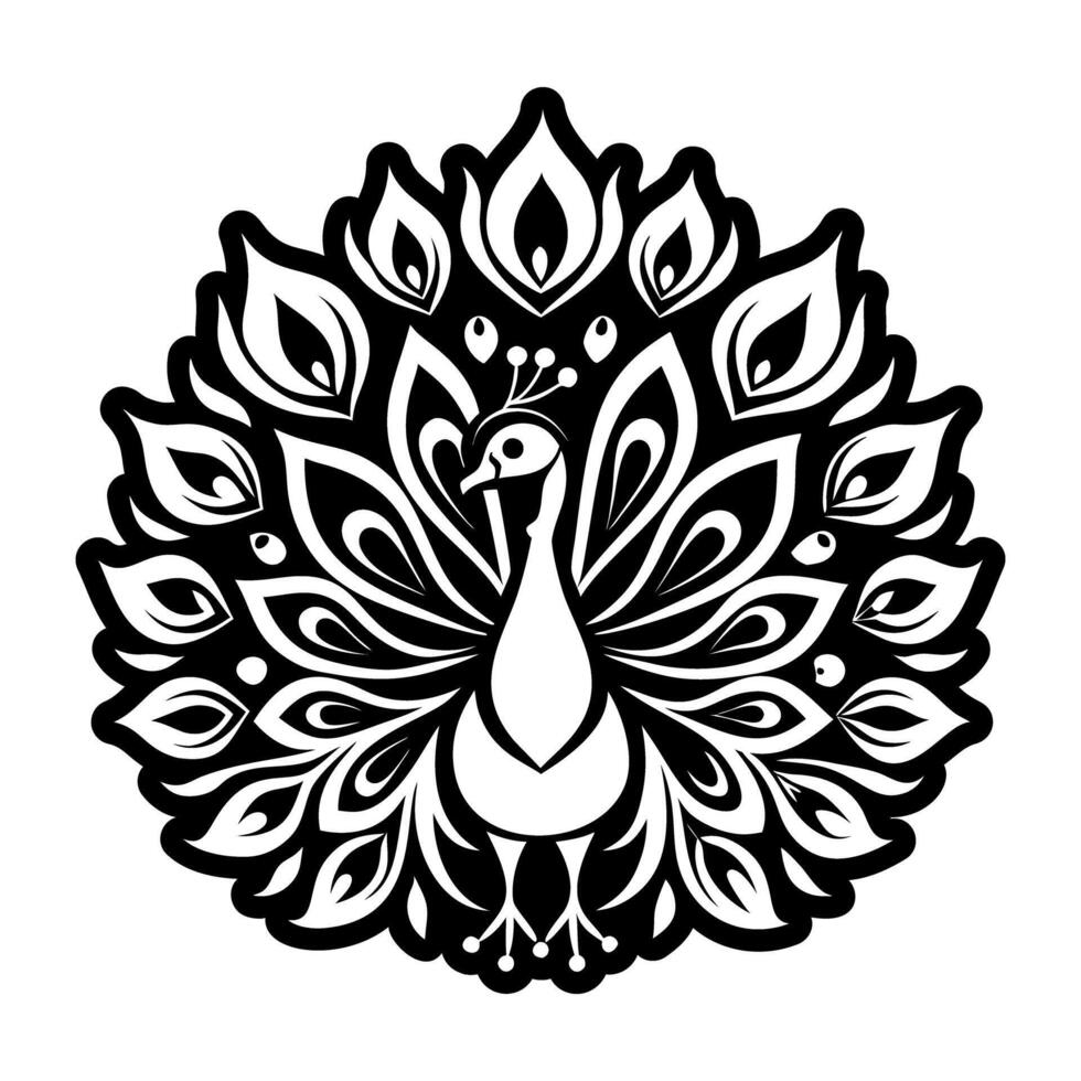 A black and white peacock logo vector