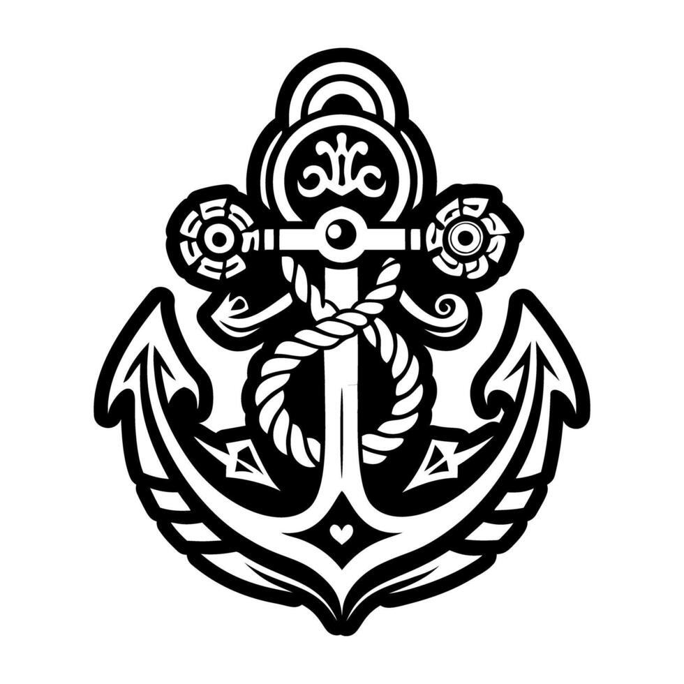 An anchor with a rope and a knot on it vector