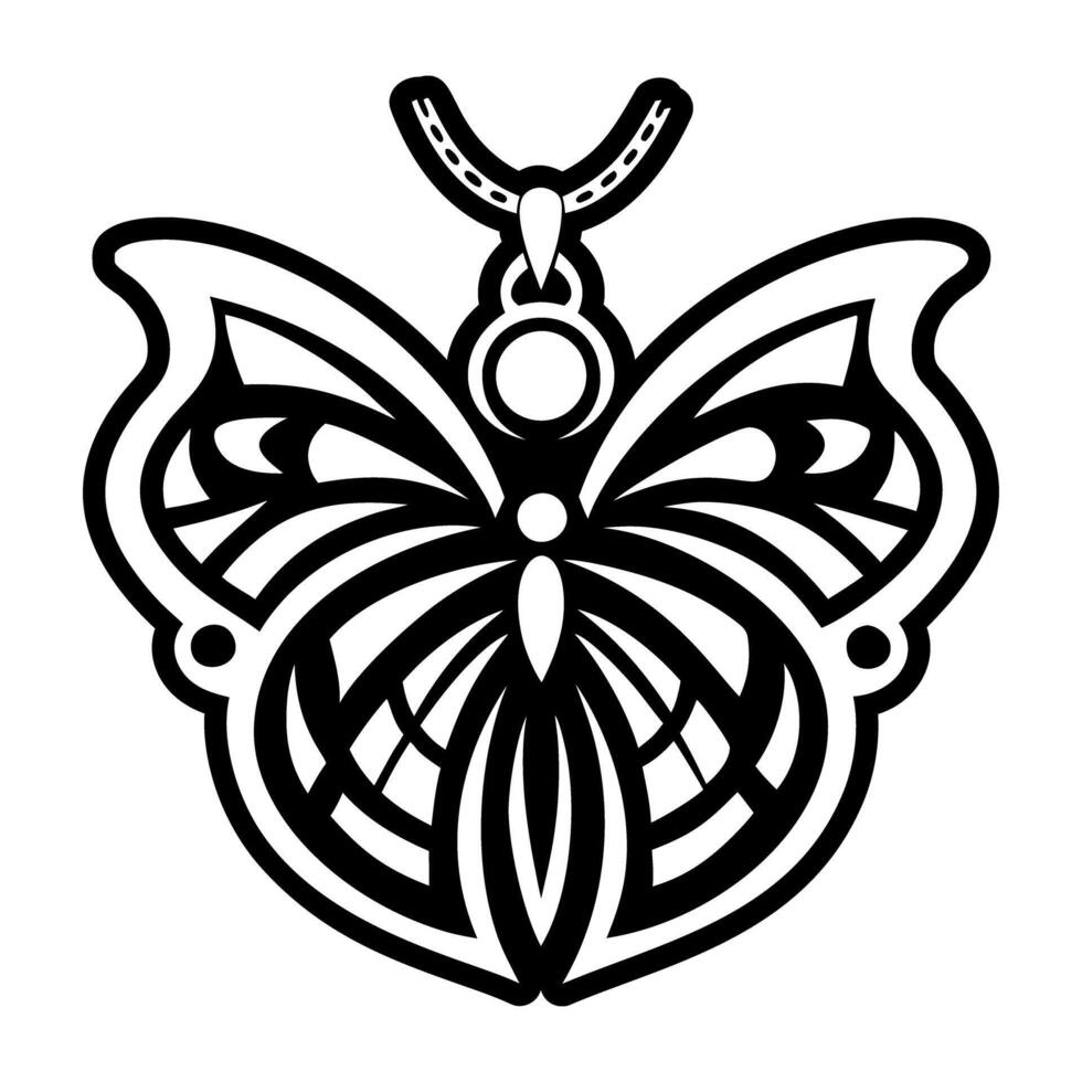 A butterfly tattoo design with a necklace vector