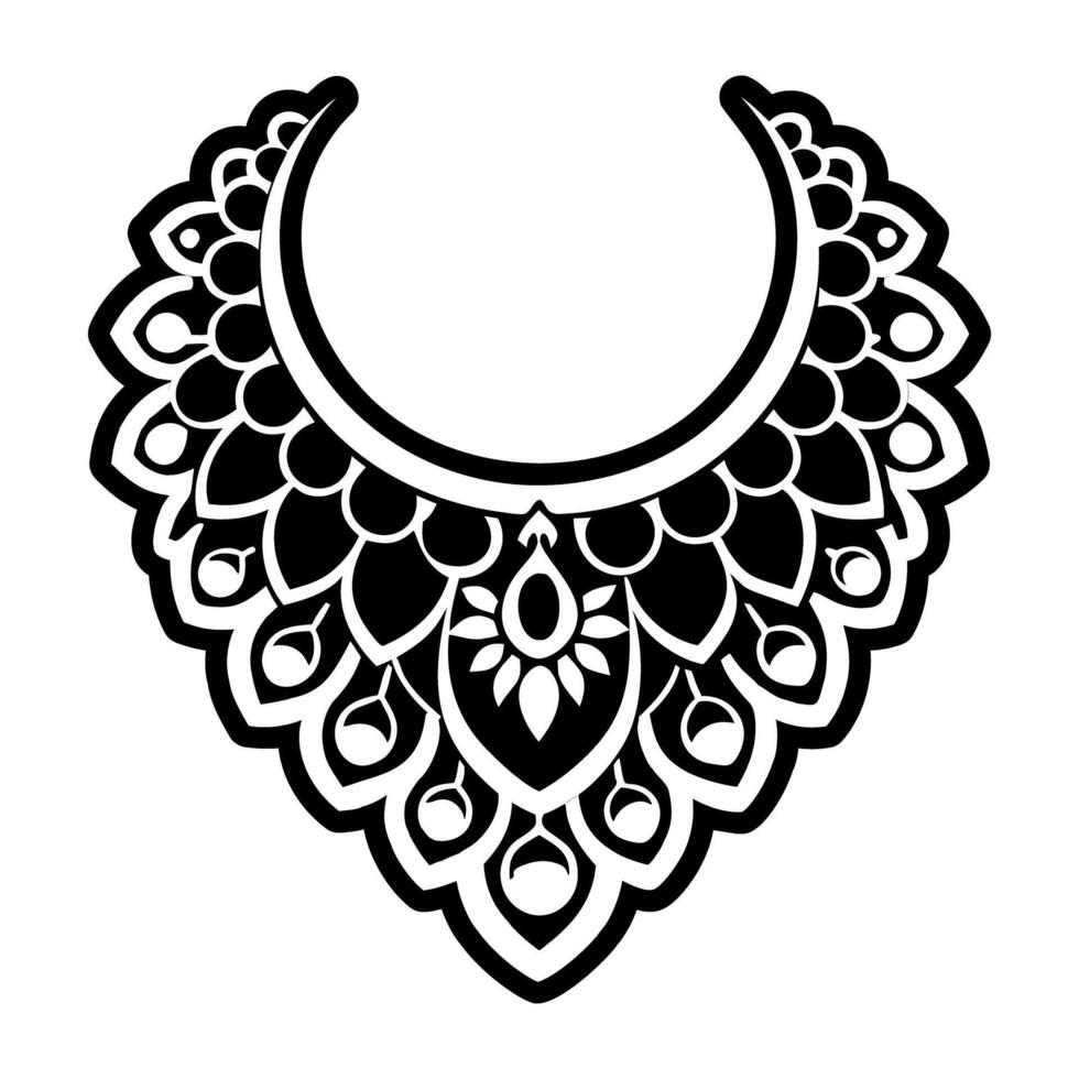 A black and white design of a necklace vector