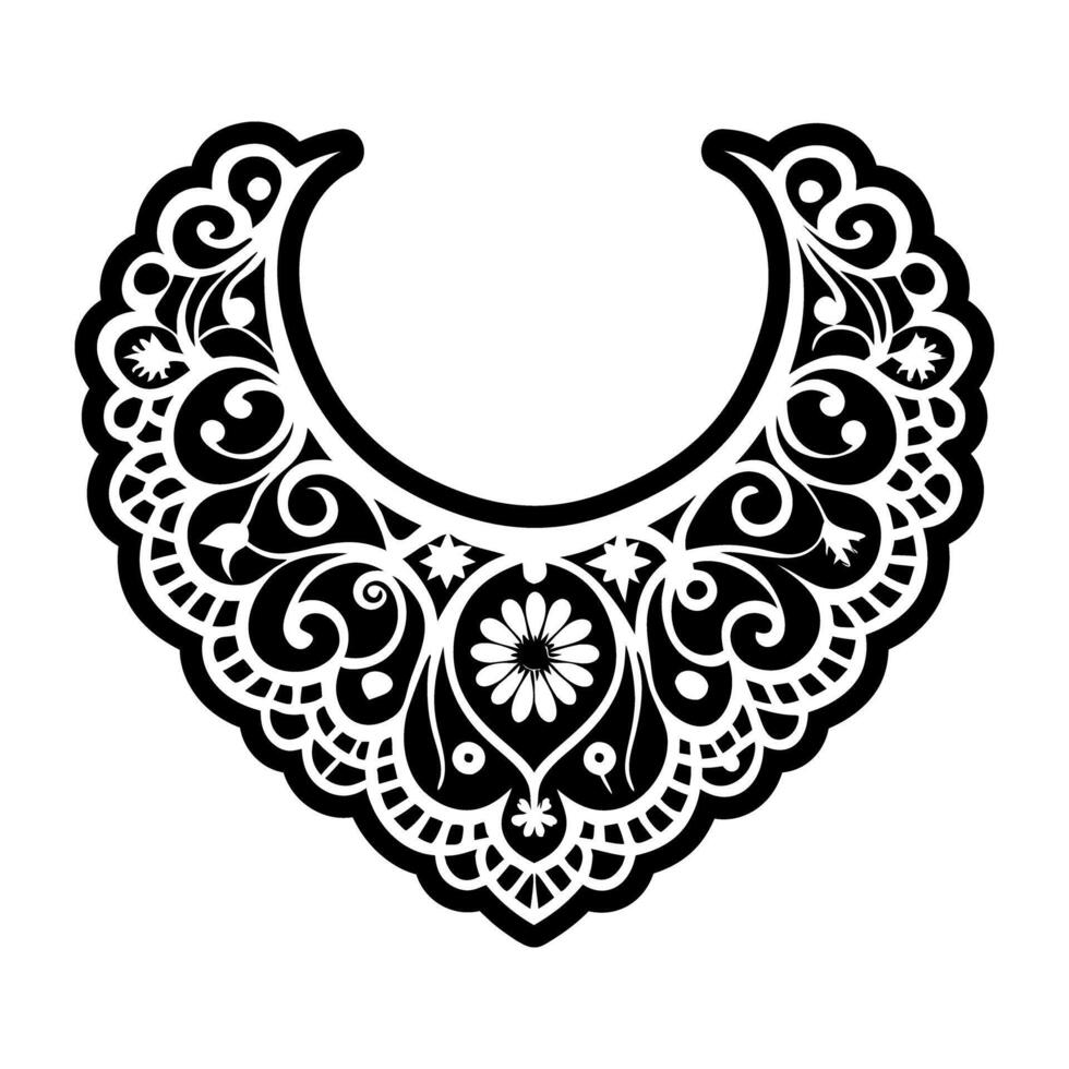 A black and white design of a lace collar vector