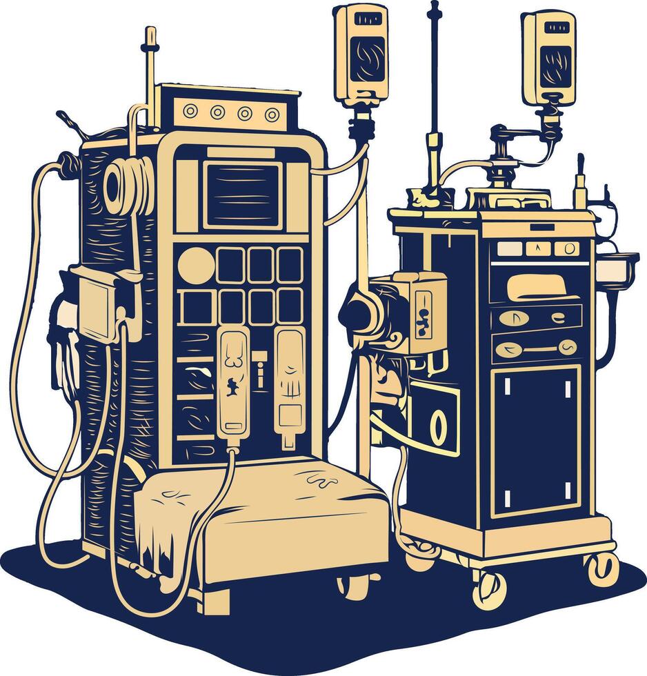Dialysis unit illustration in vintage style vector