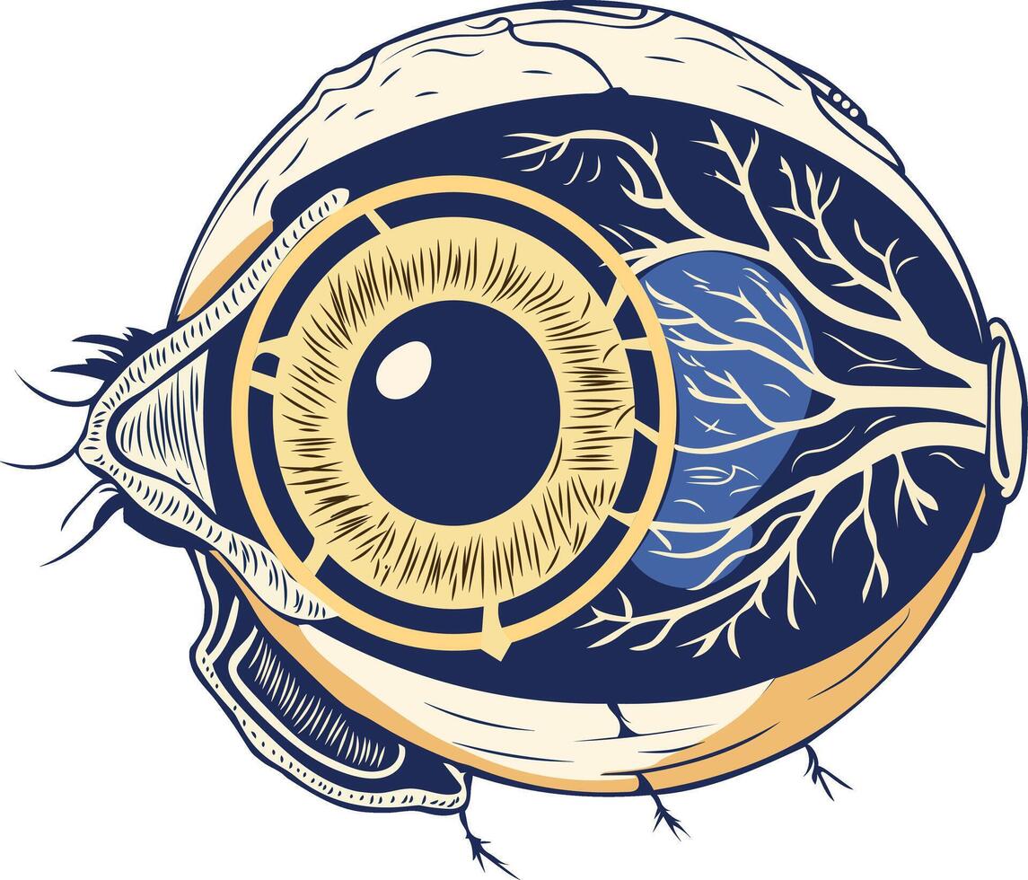 Eye anatomy illustration in vintage style vector