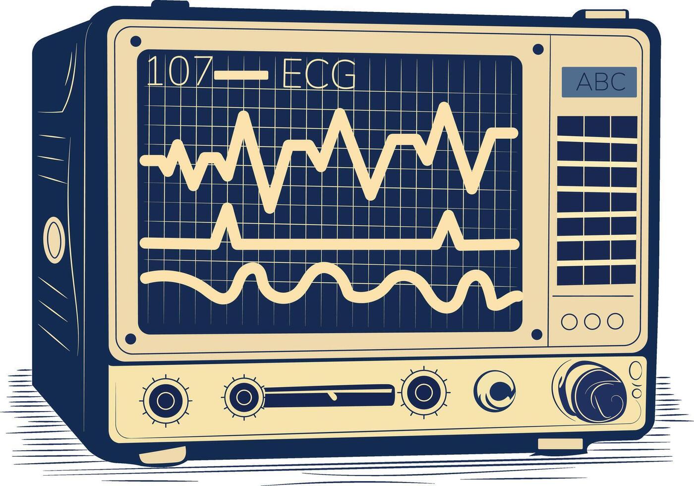 A vintage illustration of ecg monitor machine vector