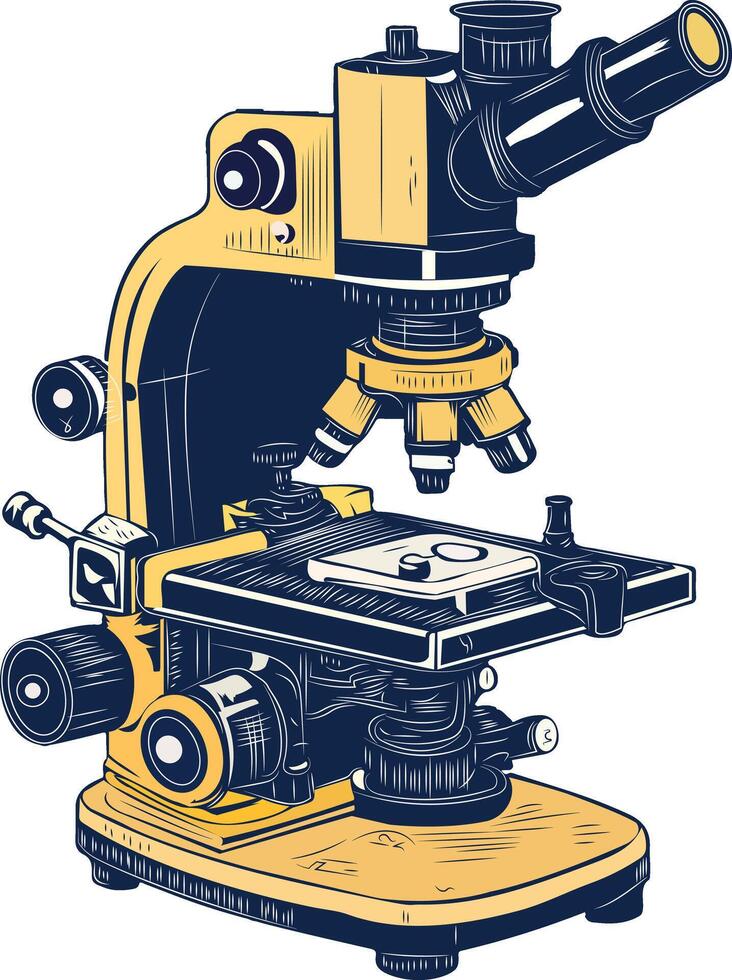 A vintage illustration of a lab microscope vector
