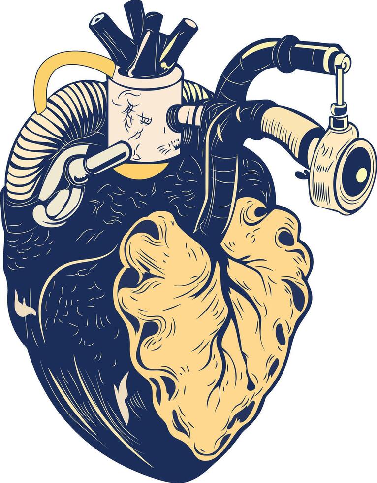 Heart pump illustration in vintage style vector