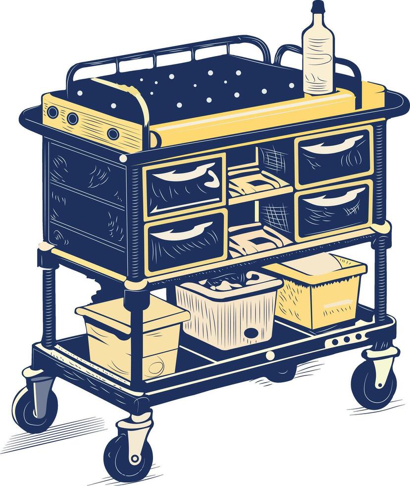 A vintage illustration of a medical trolley vector