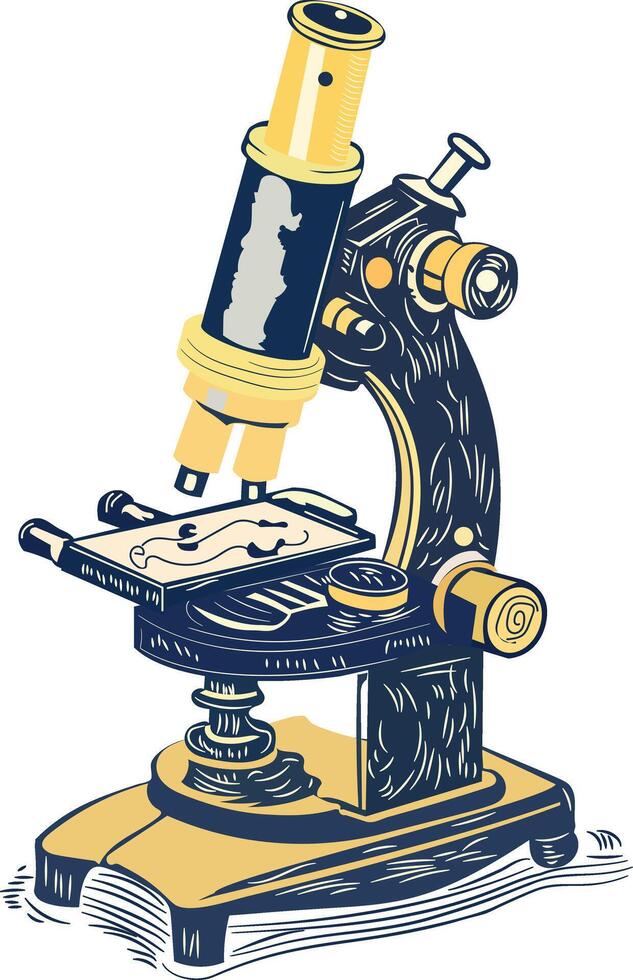 A vintage illustration of a research microscope vector