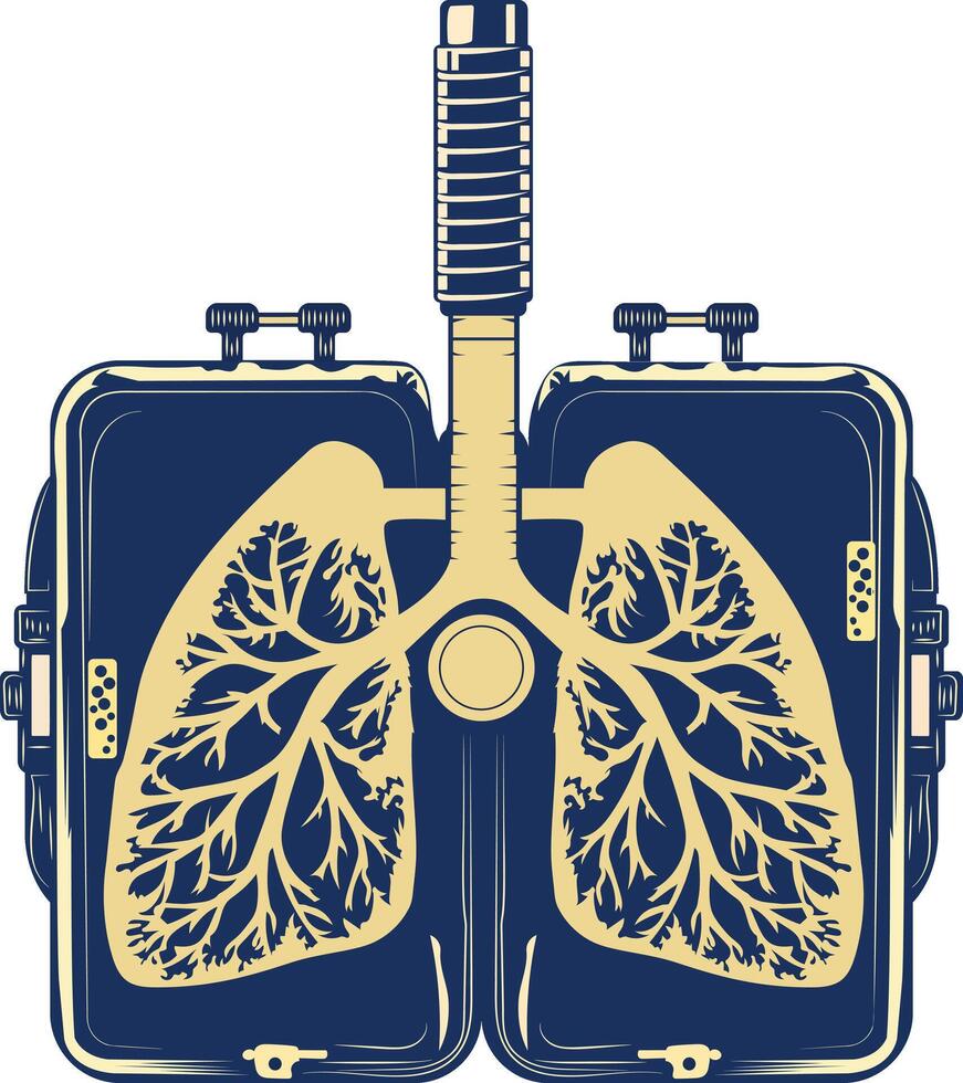 Respiratory system illustration in vintage style vector