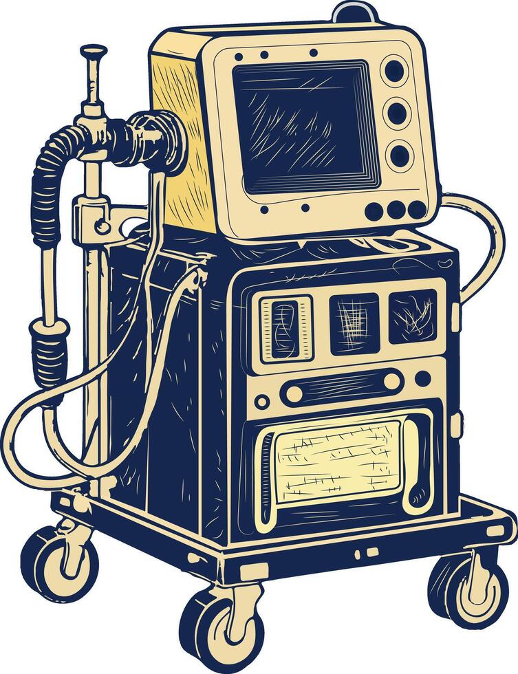 Ventilator machine illustration in vintage style vector