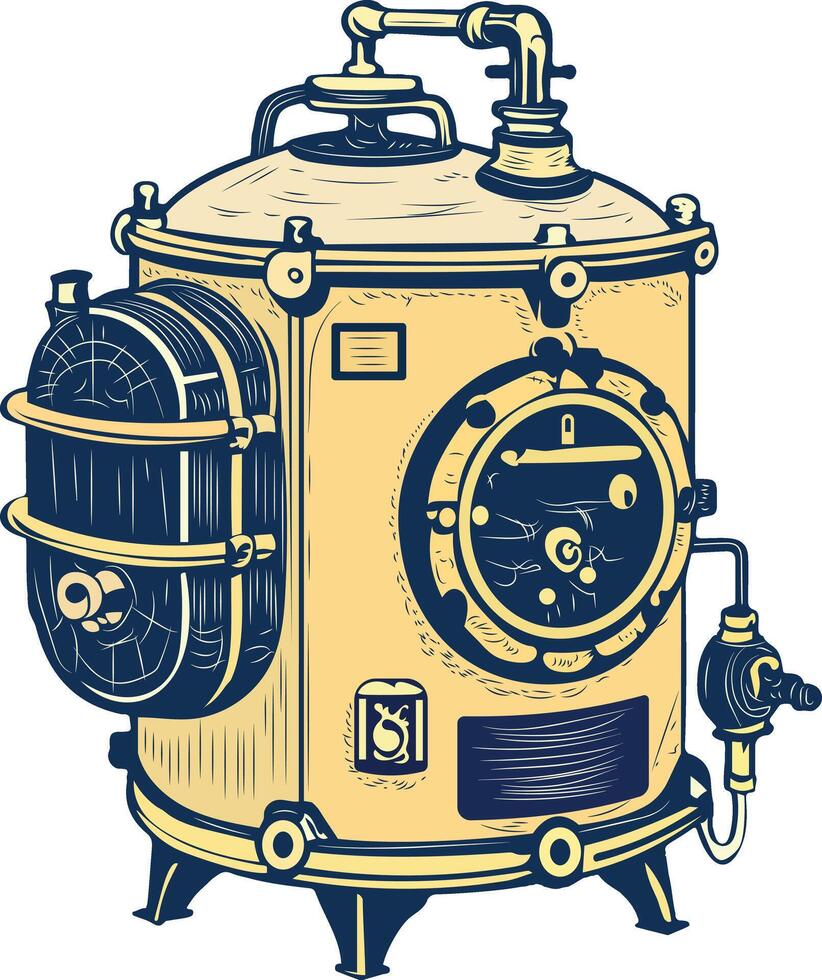 Autoclave machine illustration in vintage style vector