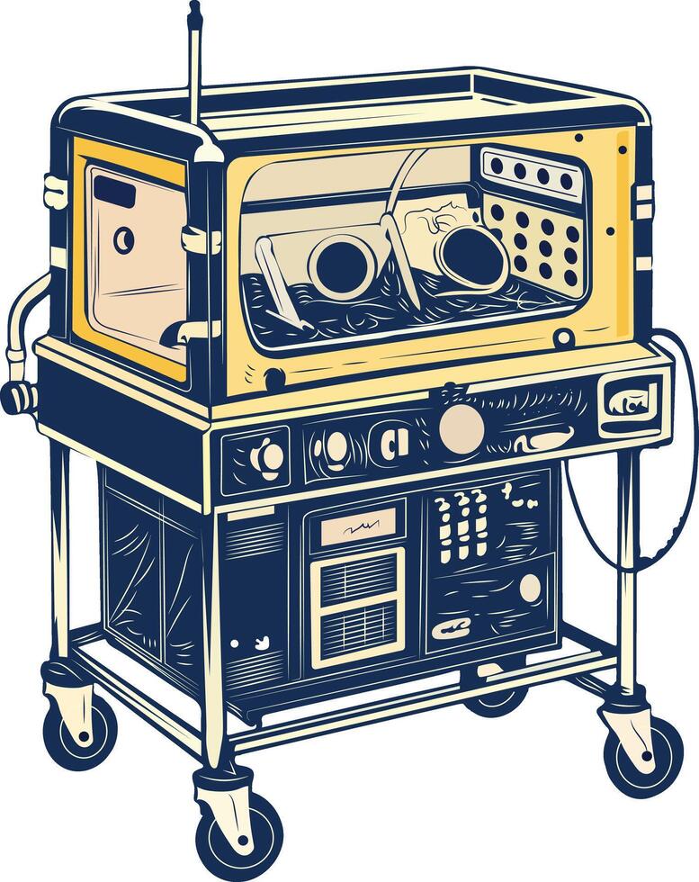 Medical incubator illustration in vintage style vector