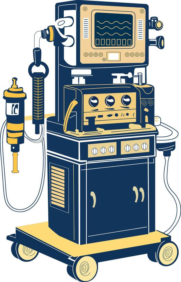 Anesthesia machine illustration in vintage style vector