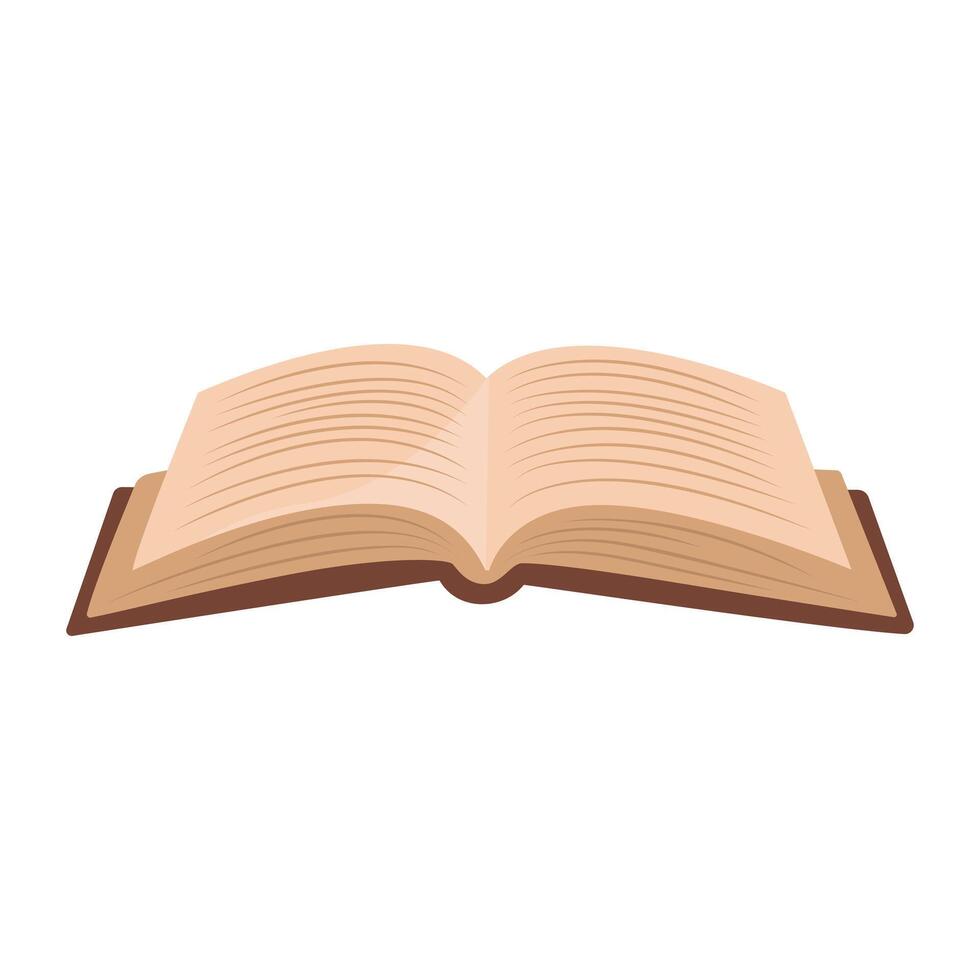 An open book in a brown binding. vector