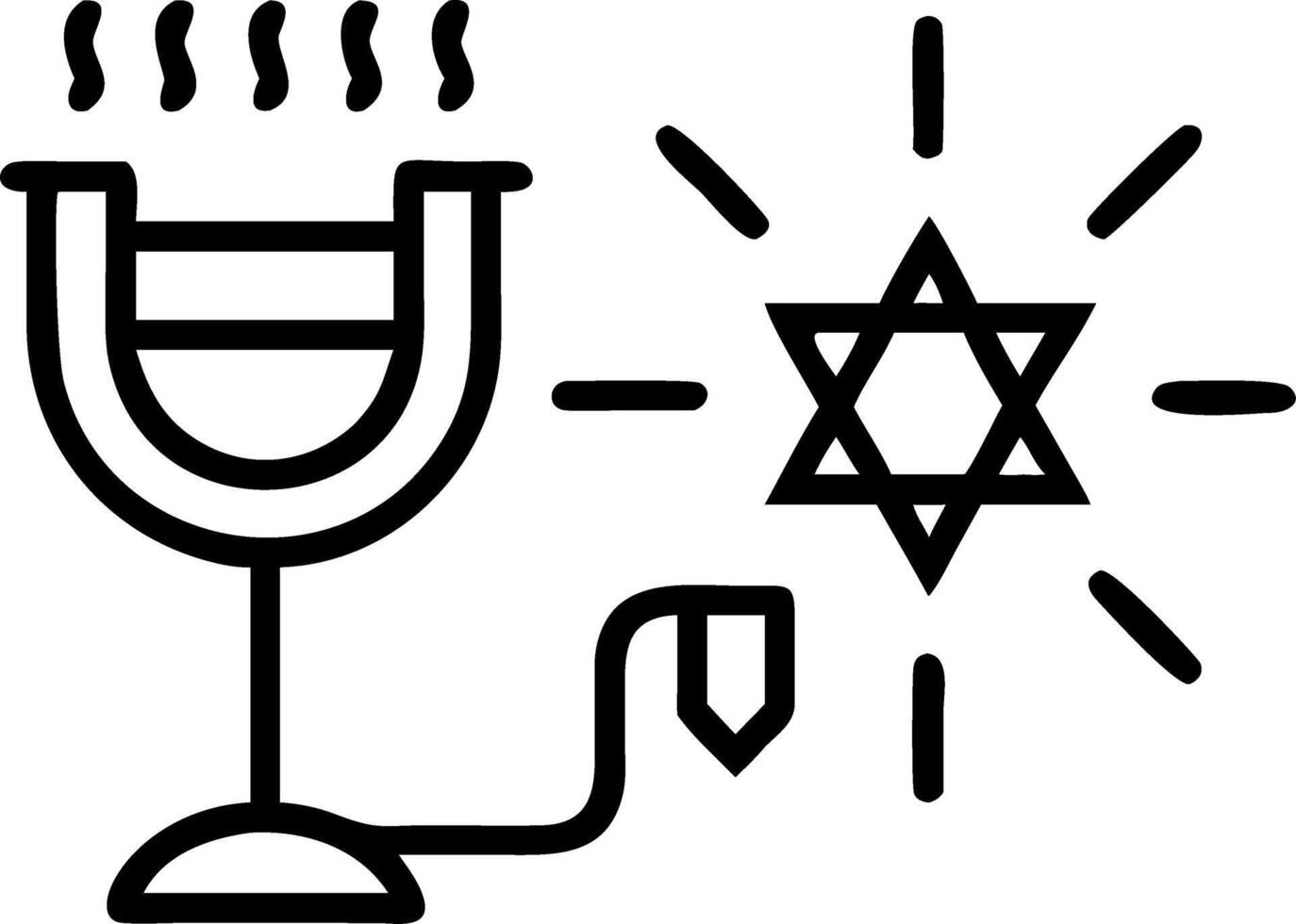 Abstract glowing Hanukkah gelt and menorah with neon accents vector
