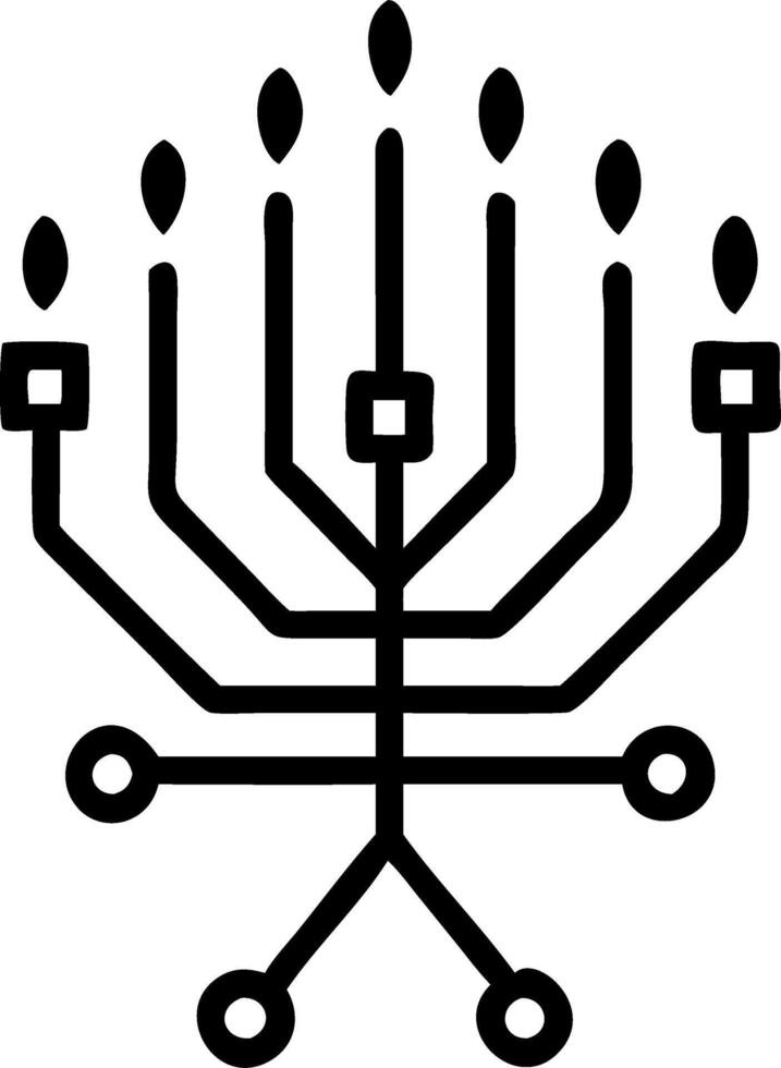 Abstract glowing menorah with futuristic background digital art style vector