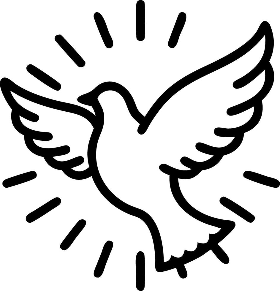 Close up of a glowing dove in flight symbolizing peace freedom and justice vector