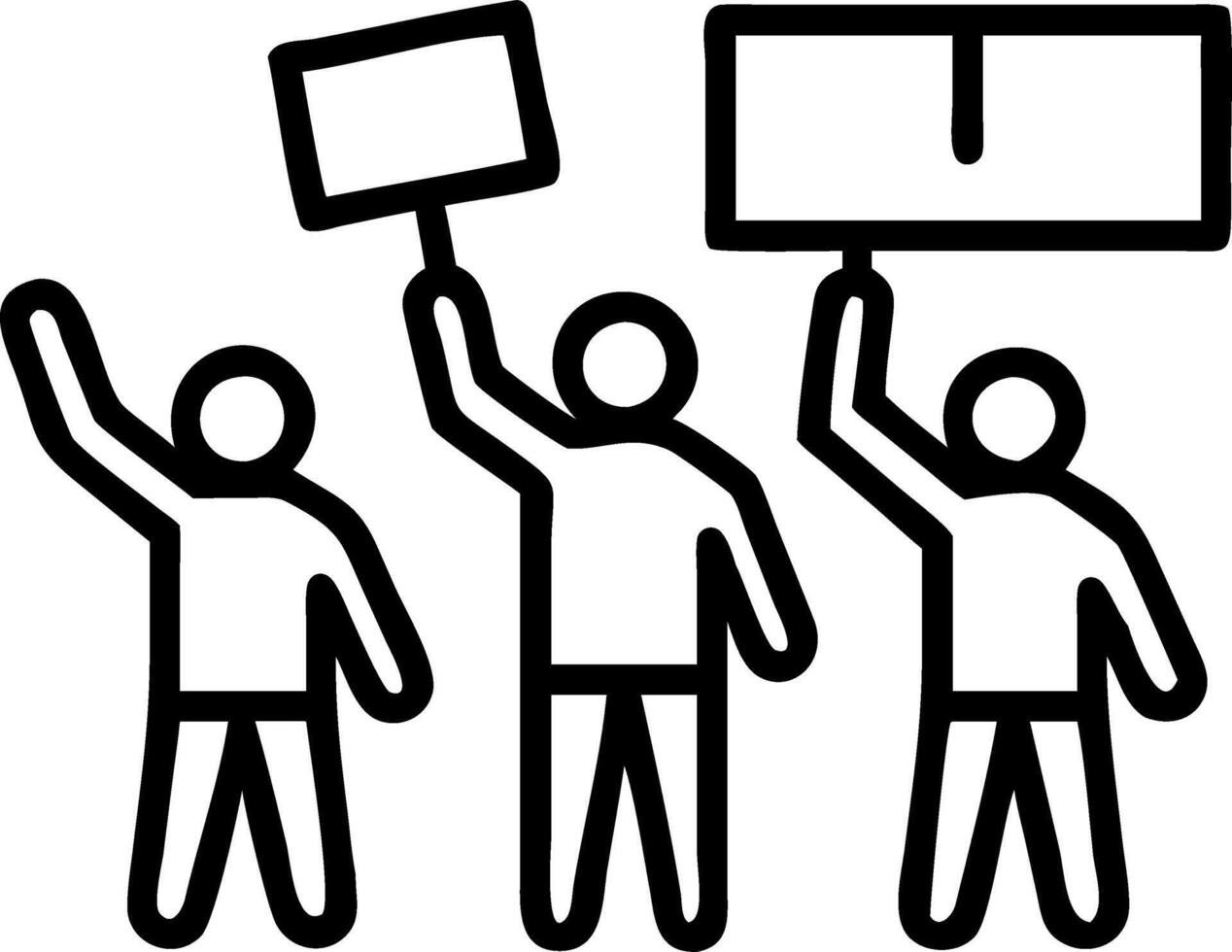 Candid street photo of a protest march for Human Rights Day with people holding signs vector