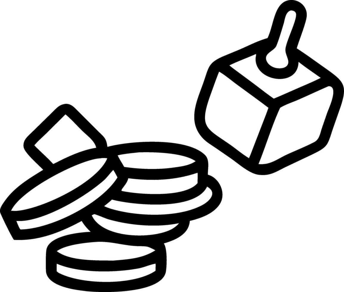Dreidel and gelt coins suspended in gravity free mid air white background vector