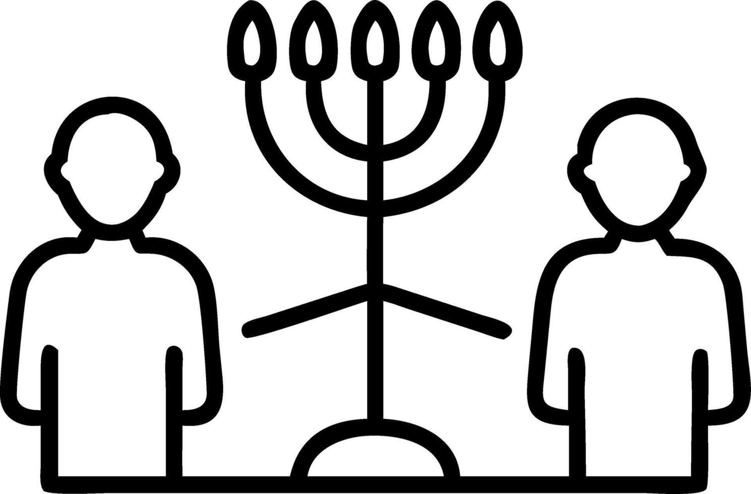 Family gathered around the menorah for prayers candid religious moment vector