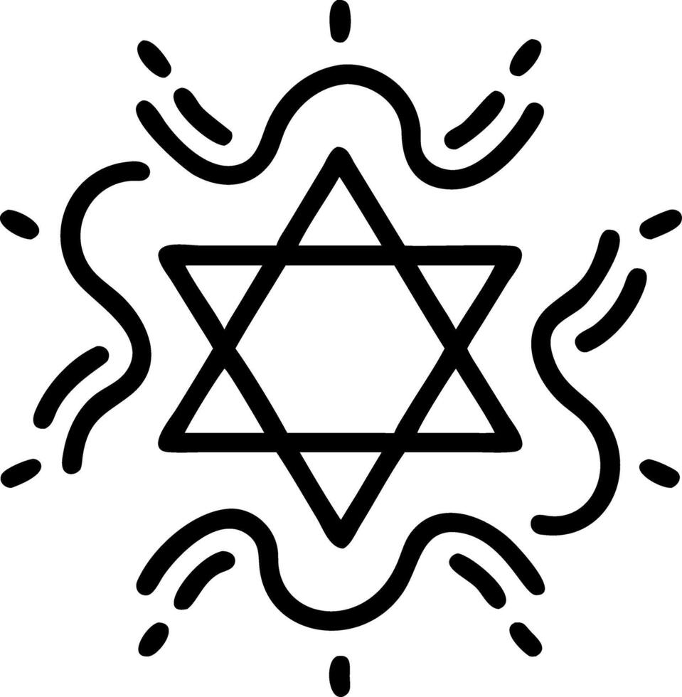 Floating Star of David with swirling blue light on white background vector