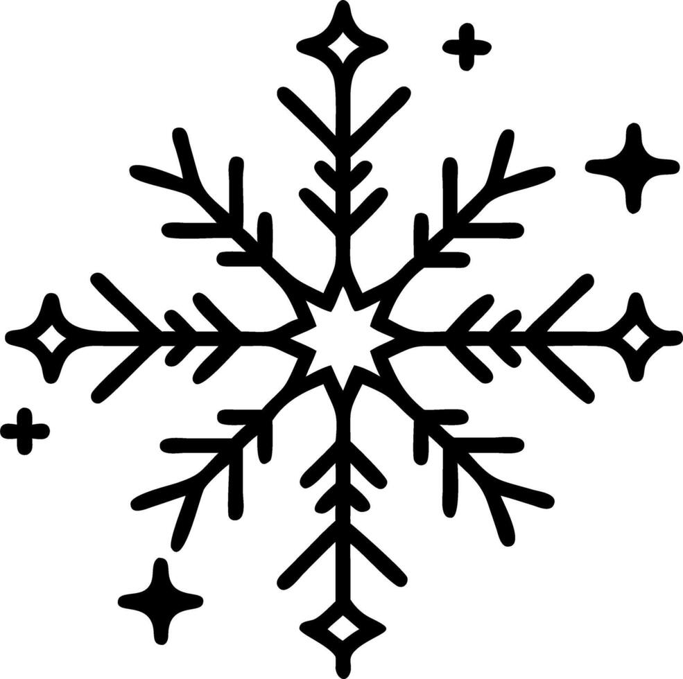 Flying snowflake ornament with glitter details isolated on white vector