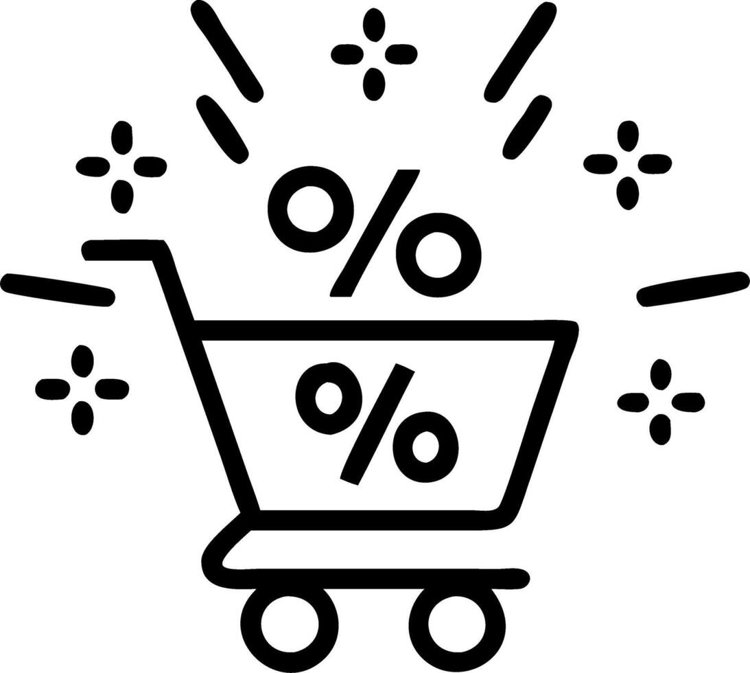 Glossy background of glowing shopping cart with percentage signs for Cyber Monday vector