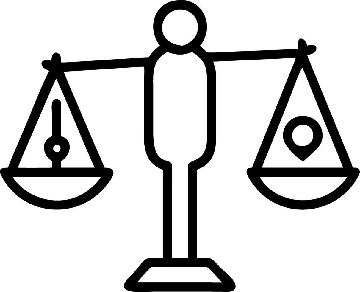 Glossy holographic balance scales and human rights badge copy space below vector