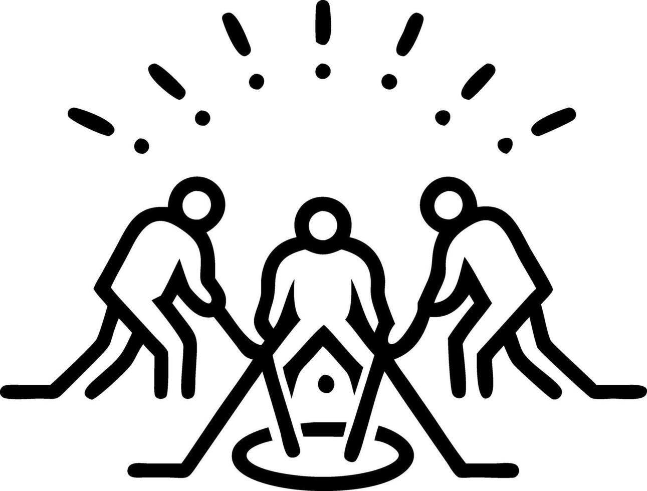 Glowing ice hockey players in a radiant abstract arena vector