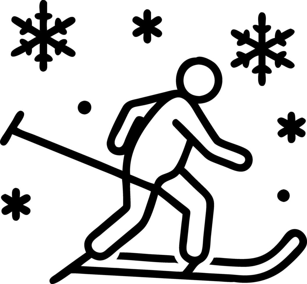 Glowing skier navigating a futuristic digital winter landscape vector