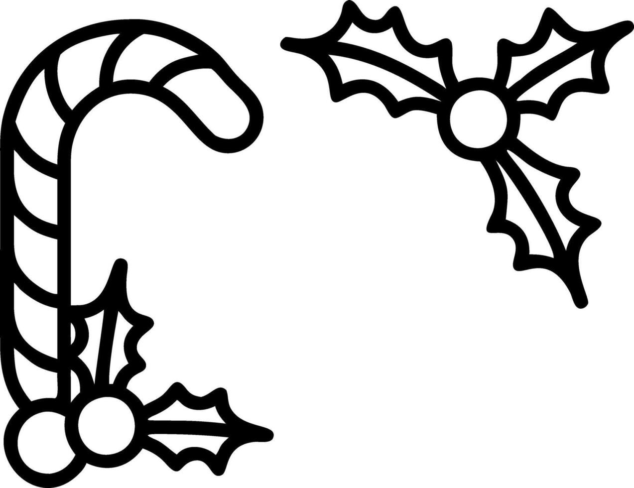 Holly leaves and candy cane border with copy space vector