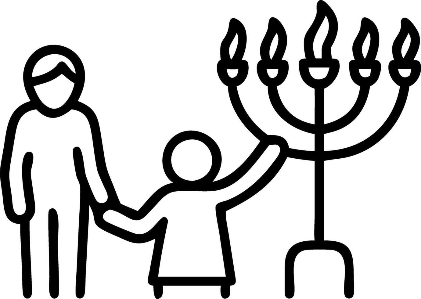 Grandparents lighting menorah with grandchildren candid tradition moment vector