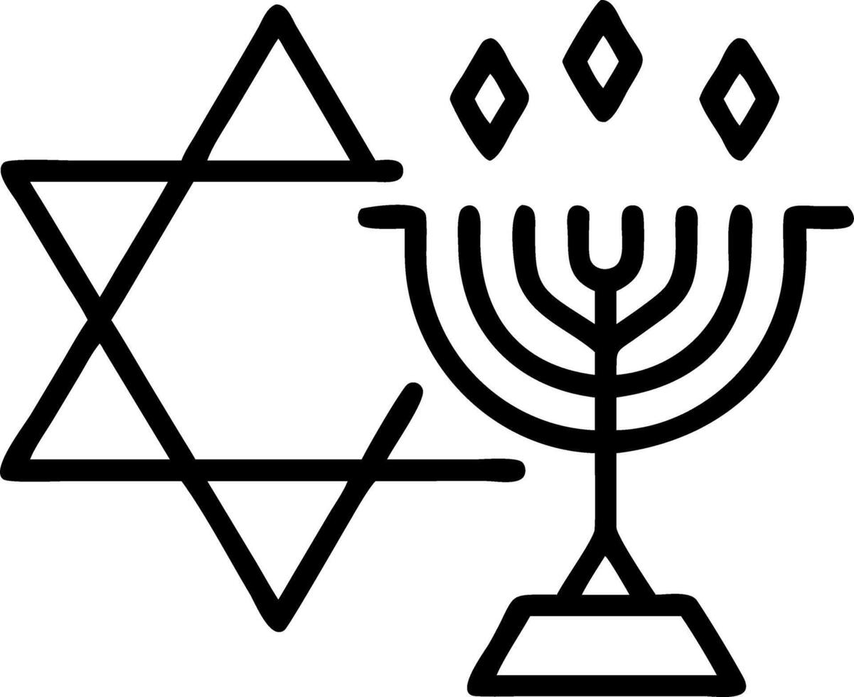Holographic Star of David and menorah on glossy background with copy space vector