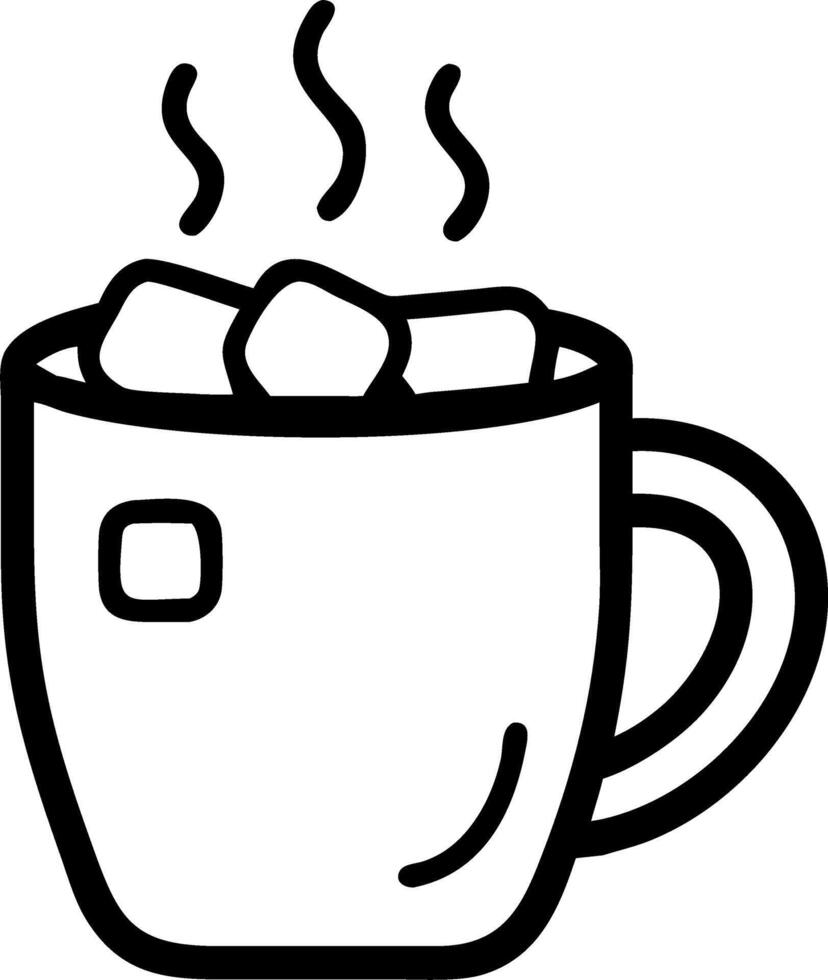 Hot chocolate mug with marshmallows on white vector