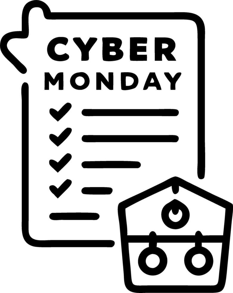 Isolated glowing shopping list with Cyber Monday sale prices vector