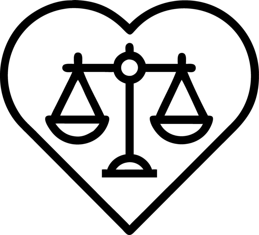 Isolated heart with scales of justice inside symbolizing love and justice for Human Rights Day vector